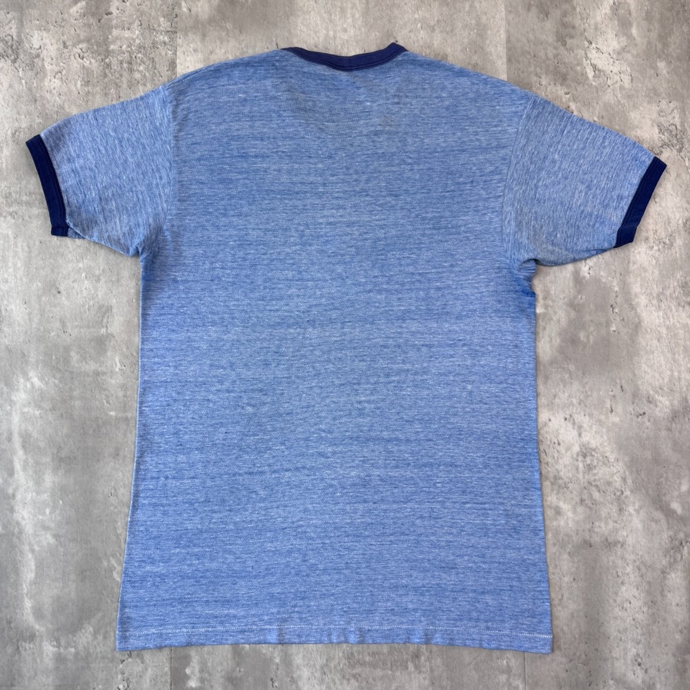 Vintage Cape Hatteras Ringer T-Shirt Mens Large Blue Carolina Paper Thin 70s - Picture 8 of 11